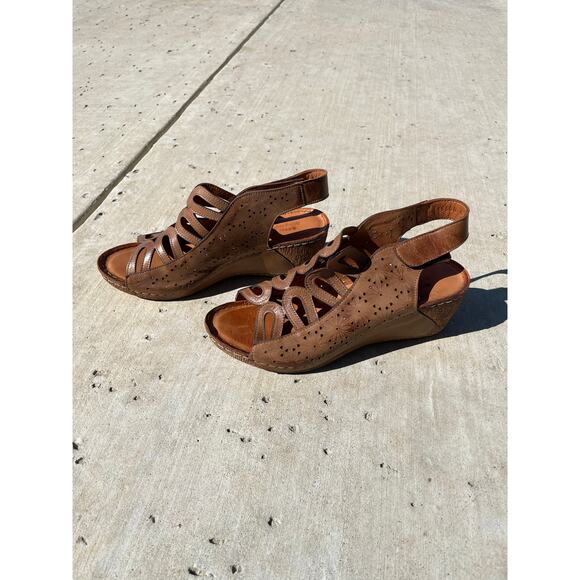 Spring Step Inocencia brown leather wedge sandal 41 / 9.5-10 - Picture 9 of 11